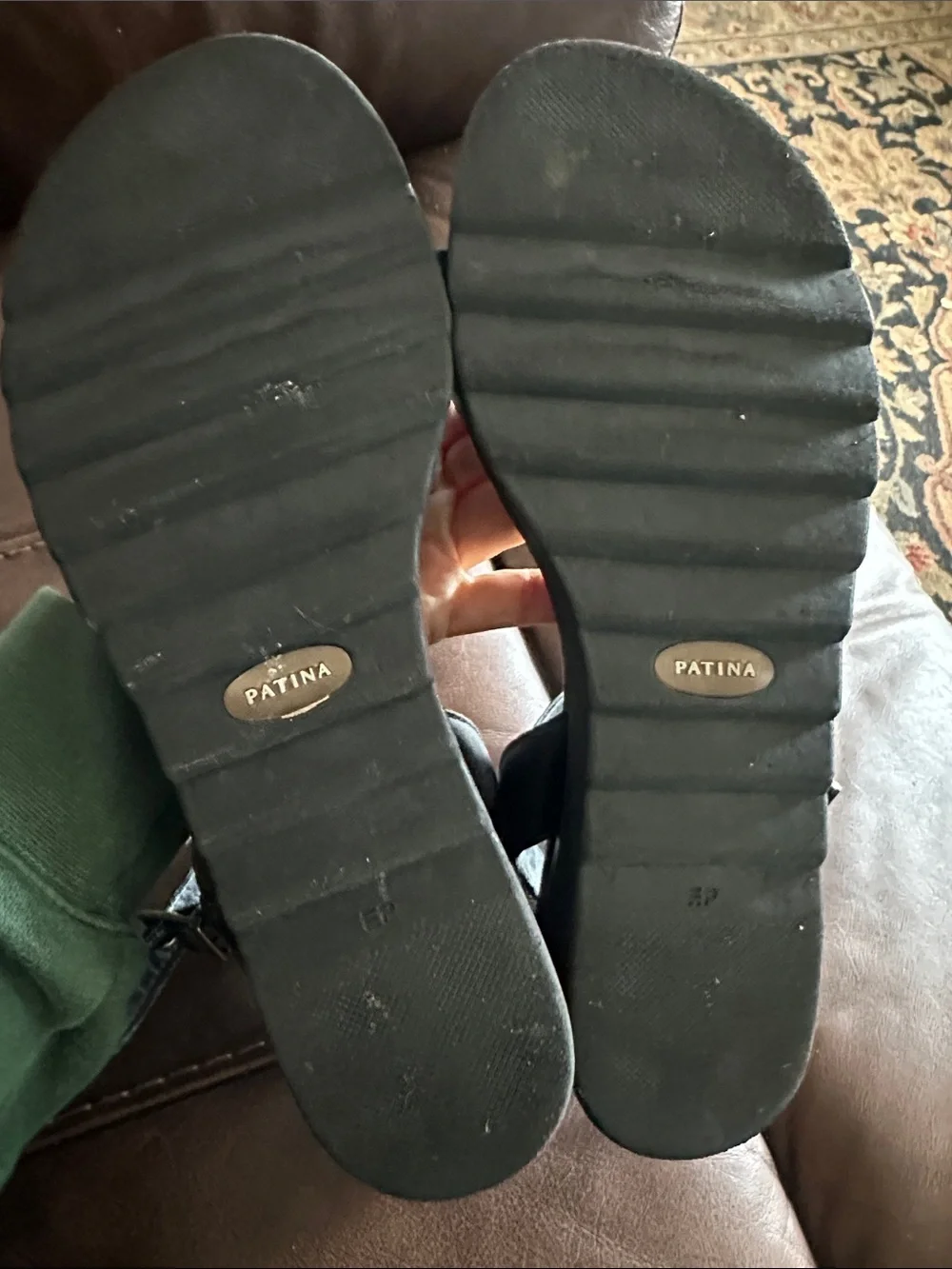 Portland Leather Black Platform Leather Sandals